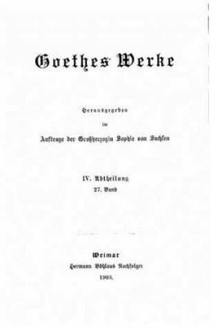 Cover of Goethes werke - IV