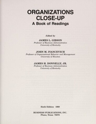 Book cover for Organizations Closeup