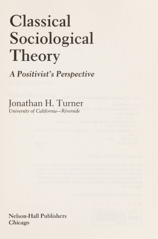 Cover of Classical Sociological Theory