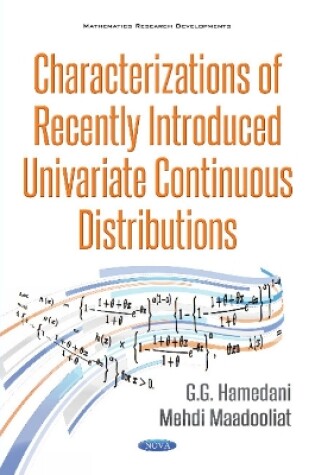 Cover of Characterizations of Recently Introduced Univariate Continuous Distributions