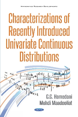 Book cover for Characterizations of Recently Introduced Univariate Continuous Distributions