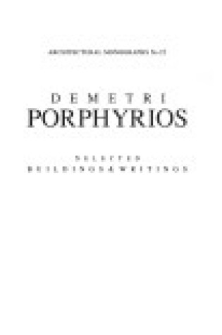 Cover of Porphyrios, Demetri