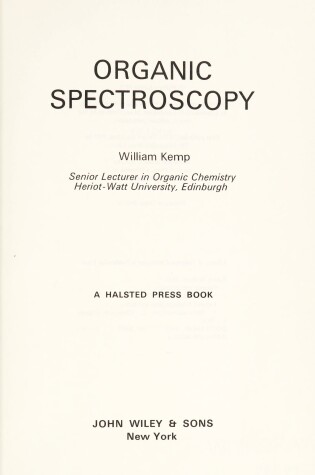 Cover of Kemp: Organic *Spectroscopy* (Cloth)