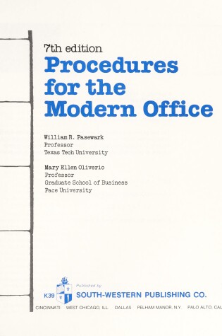 Cover of Procedures for the Modern Office