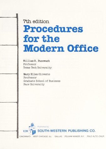 Book cover for Procedures for the Modern Office