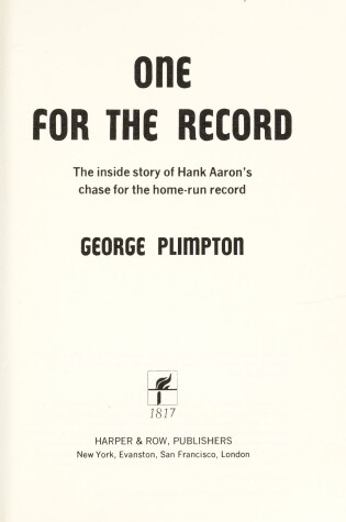 Cover of One for the Record