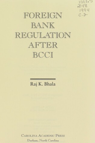 Cover of Foreign Bank Regulation after Bcci