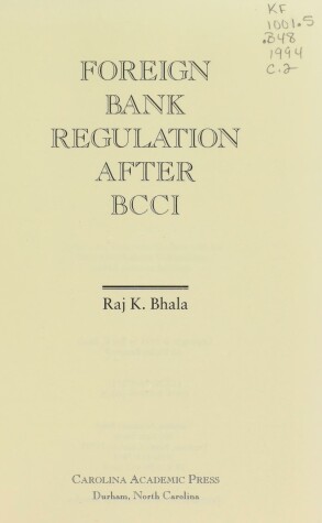 Book cover for Foreign Bank Regulation after Bcci