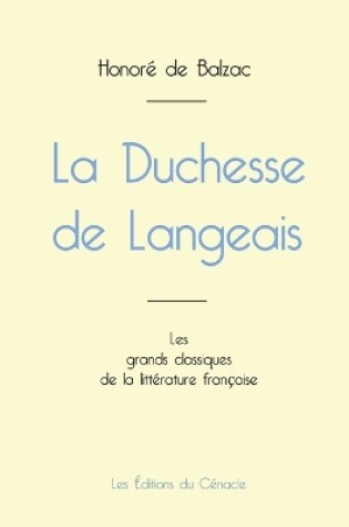 Cover of La Duchesse de Langeais de Balzac (édition grand format)