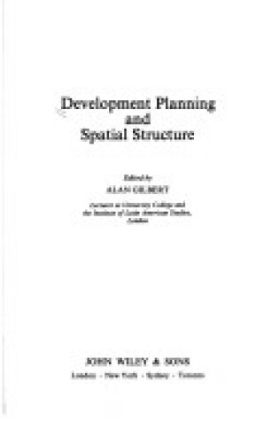 Cover of Development Planning and Spatial Structure