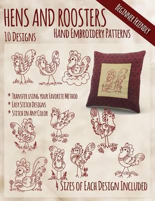 Book cover for Hens and Roosters Hand Embroidery Patterns