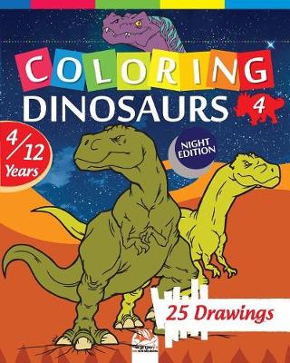 Book cover for coloring dinosaurs 4 - Night edition