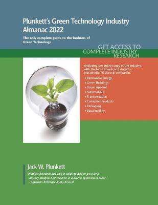 Book cover for Plunkett's Green Technology Industry Almanac 2022