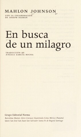 Cover of En Busca de Un Milagro