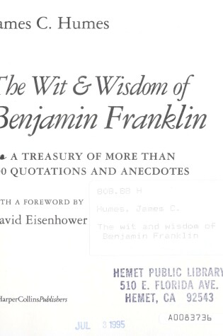 Cover of The Wit and Wisdom of Benjamin Franklin