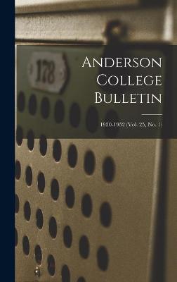 Cover of Anderson College Bulletin; 1950-1952
