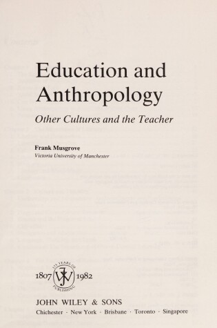 Cover of Education and Anthropology