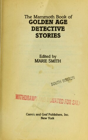 Book cover for The Mammoth Book of Golden Age Detective Stories