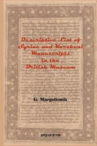 Cover of Descriptive List of Syriac and Karshuni Manuscripts in the British Museum
