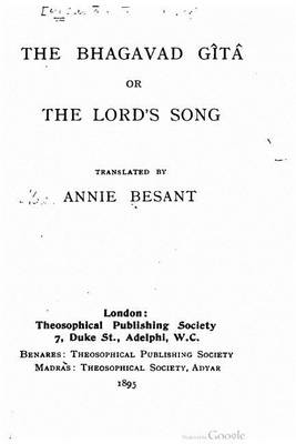 Book cover for The Bhagavad Gita, or, the Lord's song