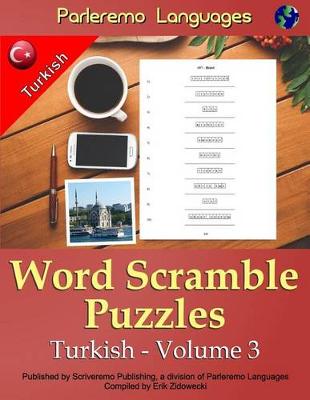 Book cover for Parleremo Languages Word Scramble Puzzles Turkish - Volume 3