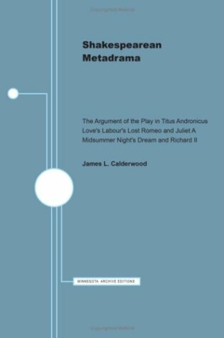 Cover of Shakespearian Metadrama