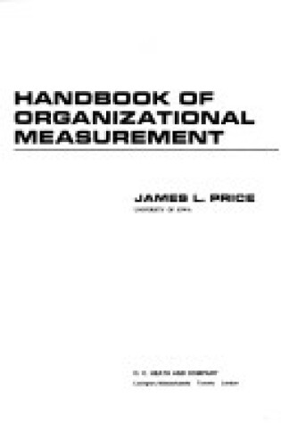 Cover of Handbook of Organizational Measurement