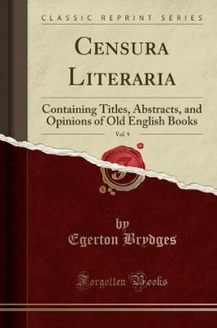 Cover of Censura Literaria, Vol. 9