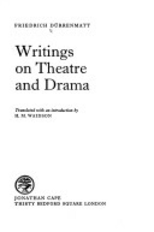 Cover of Writings on Theatre and Drama