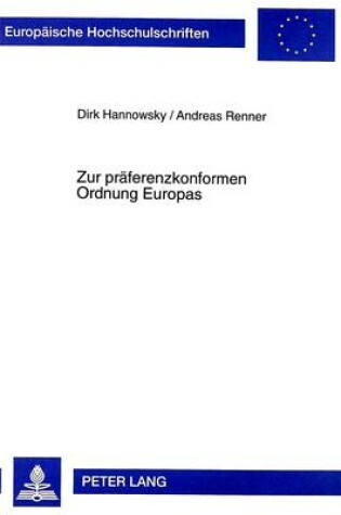Cover of Zur Praeferenzkonformen Ordnung Europas