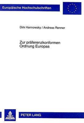 Cover of Zur Praeferenzkonformen Ordnung Europas