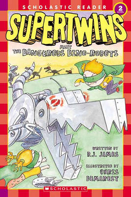Book cover for Supertwins Meet the Dangerous Dino-Robots