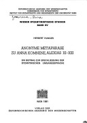 Cover of Anonyme Metaphrase Zu Anna Komnene, Alexias XI-XIII