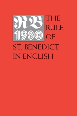 Cover of The Rule of St. Benedict in English