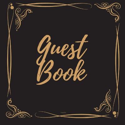 Book cover for Guest Book - Gold Frame #4 For any occasion Light Green Color Pages 8.5 x 8.5 Inches 82 pages