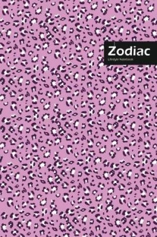 Cover of Zodiac Lifestyle, Animal Print, Write-in Notebook, Dotted Lines, Wide Ruled, Medium Size 6 x 9 Inch, 144 Pages (Purple)