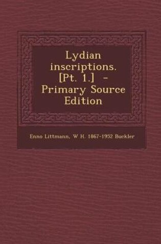 Cover of Lydian Inscriptions. [Pt. 1.] - Primary Source Edition