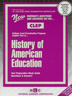 Book cover for HISTORY OF AMERICAN EDUCATION