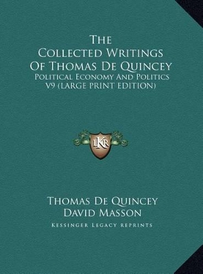 Book cover for The Collected Writings of Thomas de Quincey