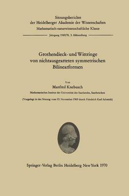 Book cover for Grothendieck- und Wittringe von nichtausgearteten symmetrischen Bilinearformen