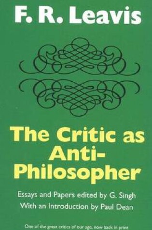 Cover of The Critic as Anti-Philosopher