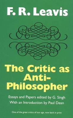 Book cover for The Critic as Anti-Philosopher