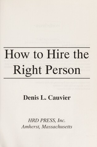 Cover of How to Hire Right Person