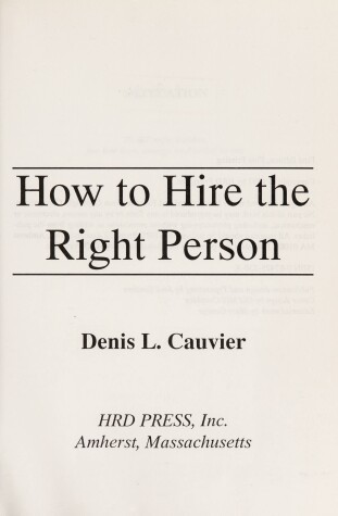 Book cover for How to Hire Right Person