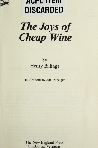 Cover of The Joys of Cheap Wine