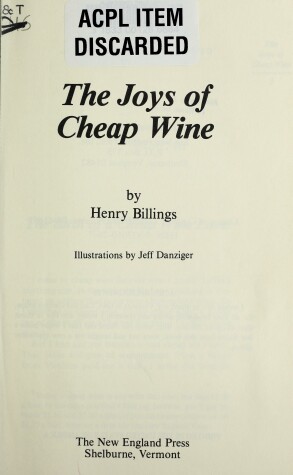 Book cover for The Joys of Cheap Wine