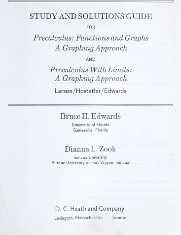 Book cover for Precalculus Functions and Graphs, a Graphing Approach Study and Solutions Guide