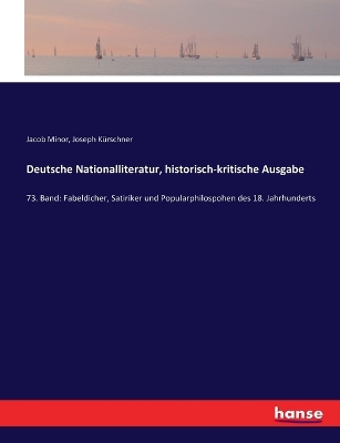 Book cover for Deutsche Nationalliteratur, historisch-kritische Ausgabe