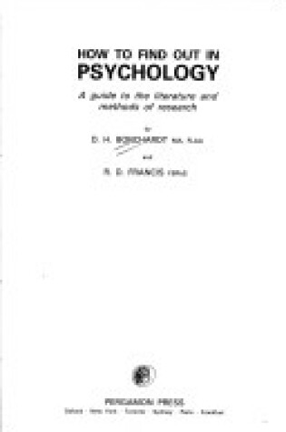 Cover of How to Find Out in Psychology