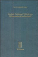 Book cover for Further Letters of Ulrich Von Wilamowitz-Moellendorff